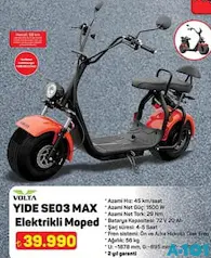 VOLTA YİDE SE03 MAX ELEKTRİKLİ MOPED MOTOSİKLET fiyat ve kampanya bilgisi